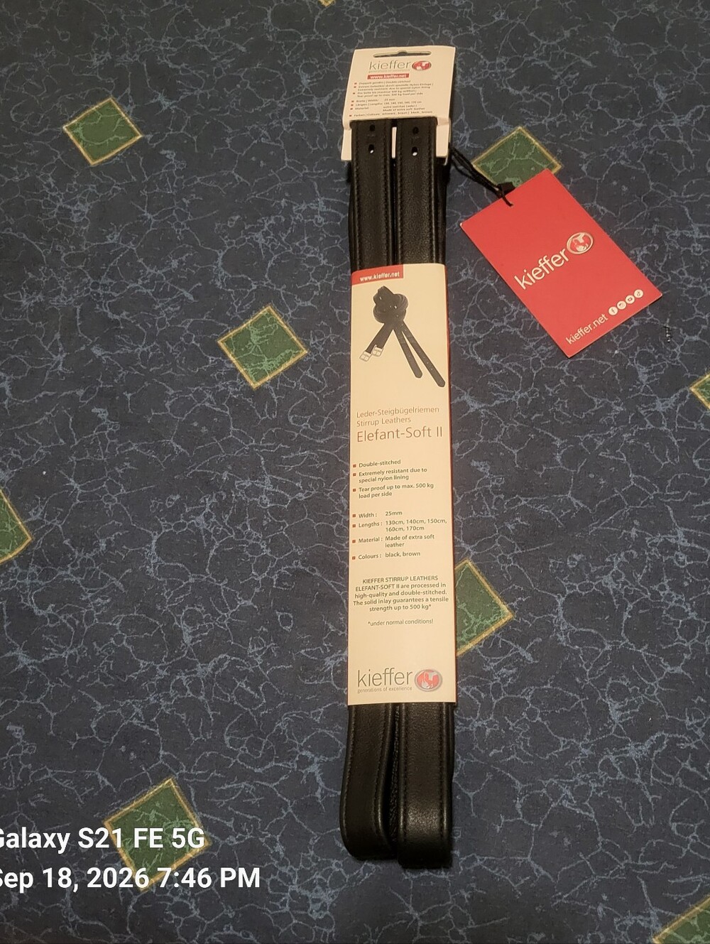 Kieffer Ultrasoft 55.118 inches (140 cm) Stirrup Leathers. New.
